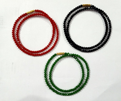 Siddka Combo Opaque Red Black Green crystal (4mm) short mala for woman & girl Crystal Crystal Chain