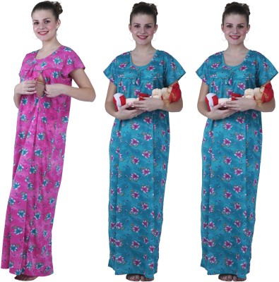 KEOTI Women Maternity/Nursing Nighty(Blue)