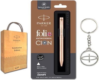 PARKER Folio Antimicrobial Copper Ion Ball Pen with Gift Bag (Rose Gold Color) Ball Pen(Ink Color - Blue)