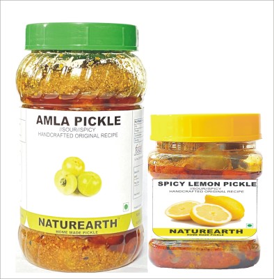 NaturEarth Amla Pickle & Spicy Lemon Pickle Combo ( 400+200 Gm) Maa Ke Achar Amla Pickle(2 x 300 g)