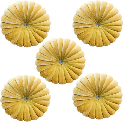 Shri Ganesh Handloom Polyester Fibre Solid Cushion Pack of 5(Yellow)
