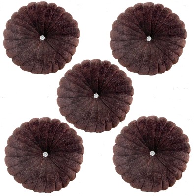 Shri Ganesh Handloom Polyester Fibre Solid Cushion Pack of 5(Brown)