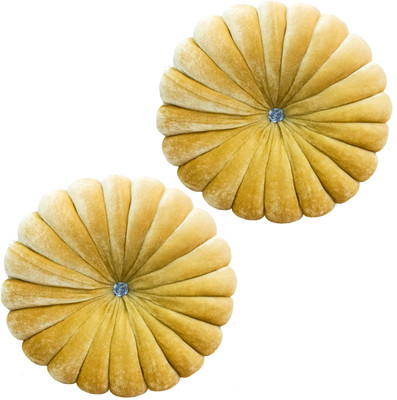 BUSINESS TALES Microfibre Solid Cushion Pack of 2(Yellow)