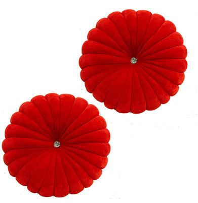 BUSINESS TALES Microfibre Solid Cushion Pack of 2(Red)