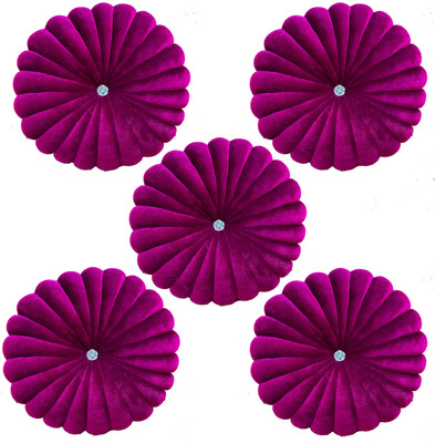 Shri Ganesh Handloom Polyester Fibre Solid Cushion Pack of 5(Wine)