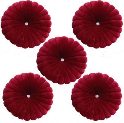 BUSINESS TALES Microfibre Solid Cushion Pack of 5(Maroon)