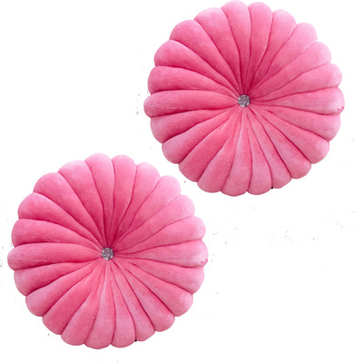 Shri Ganesh Handloom Polyester Fibre Solid Cushion Pack of 2(Pink)