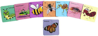 DgCrayons Wooden 4 pcs Insects Interlocking Jigsaw Puzzle with 8 Picture for Kids(32 Pieces)