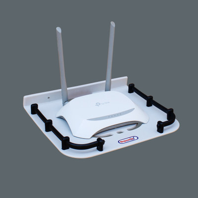 SQUARO ONLINE STORE Unbreakable Setup Box stand/WiFi Router/DTH Telephone/Mobile Shelf/Holder Acrylic Wall Shelf(Number of Shelves - 1, White, Black)
