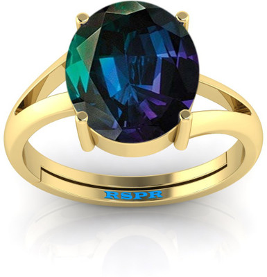 TODANI JEMS Color Changing Alexandrite Gold Plated Shinning Stone 9.25 Ratti Brass Alexandrite Ring