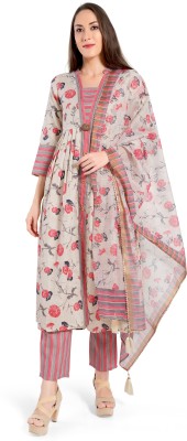 Madhuram Floral Print Kurta, Trouser/Pant & Dupatta Set