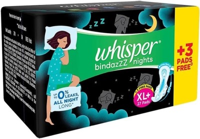 Whisper bindazzZ nights XL+ ( 27+3 pads ) Sanitary Pad  (Pack of 30)