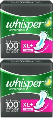 Whisper Ultra nights XL+ wings ( 15+15 pads ) Sanitary Pad  (Pack of 30)