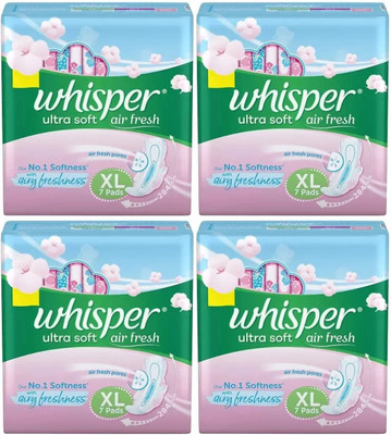 Whisper ultra Soft air fresh XL ( 7+7+7+7 pads ) Sanitary Pad (Pack of 28)