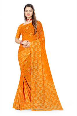 mahalaxmi fab Printed Bollywood Georgette Saree(Yellow)