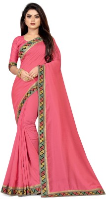 Taboody Empire Self Design, Temple Border, Solid/Plain Bollywood Art Silk Saree(Pink)