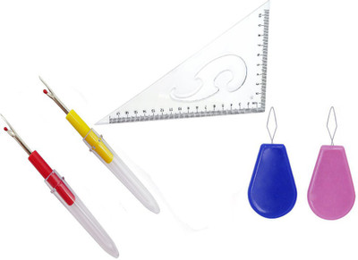 Crafts Haveli 3 Items Combo : 2 Seam Ripper, 2 Needle Threader & L Curve Sewing Kit