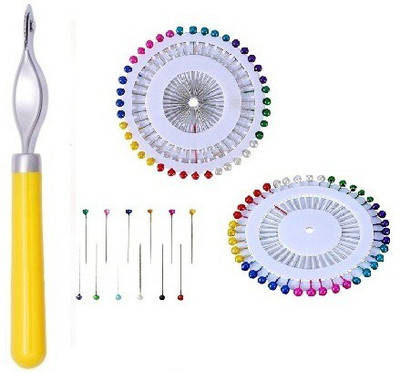 Kunfaya 1 Tracing Wheel + 80Pc Plastic Pearl Head Pins Sewing Kit