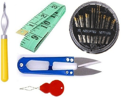 Kunfaya 1 Tracing Wheel + 1 Measuring tape, Needle, Cutter, Thread Pick Sewing Kit