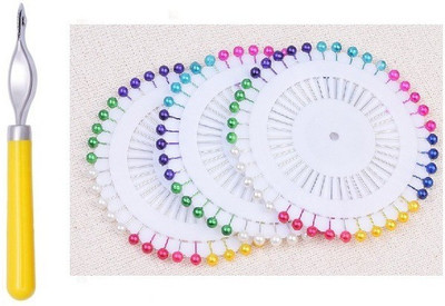 Kunfaya 1 Tracing Wheel + 120Pc Plastic Pearl Head Pins Sewing Kit