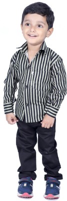 stylestorm Boys Striped Casual Black Shirt