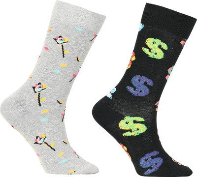 Simple Habits Unisex Printed Calf Length(Pack of 2)