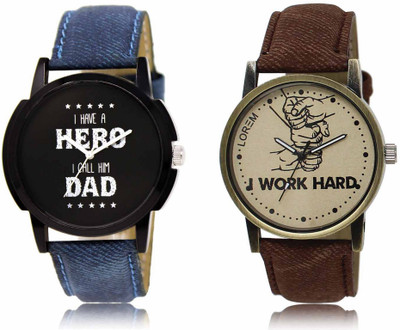LOREM Set Of 2 Casual Round Men Watches Synthetic Leather Analog Watch  - For Men