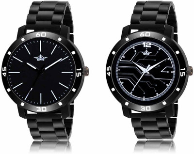LOREM Set Of 2 Casual Round Men Watches Stainless Steel Analog Watch  - For Men