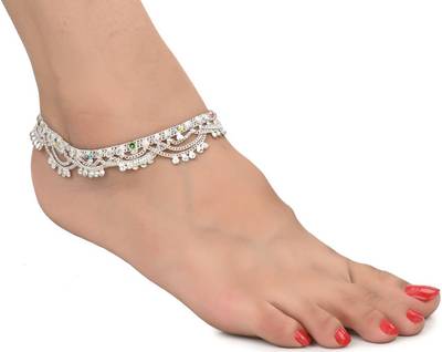 Qrown Indian Traditional Ethnic Fancy Foot Jewelry Silver Plated