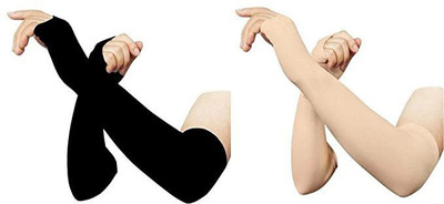 MATA STORE Arm Gloves for riding, cycling and sun protector(pack of 2) Driving Gloves Cycling Gloves(Black, SKIN)
