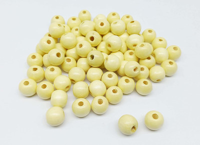 PRANSUNITA Large Hole Wooden Beads for Macrame – Beige Colour (14 mm)- Pack of 50 pcs