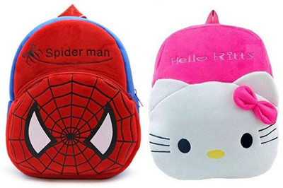 A Little Swag AVK_combo of 2 pink hello kitty, red spiderman_1448 10 L Backpack(Pink, Red)