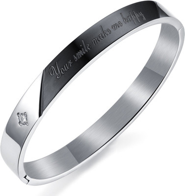 Tinera Trends Stainless Steel Cubic Zirconia Titanium Bracelet