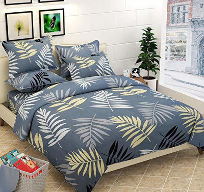 Decent Home 220 TC Microfiber Double Printed Flat Bedsheet(Pack of 1, Grey)
