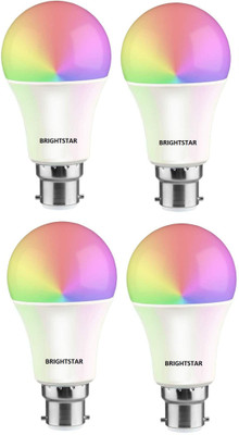 AMYSTY 9 W Basic Round B22 LED Bulb(Blue, Red, Pink, Orange, Green, Yellow, White, Pack of 4)