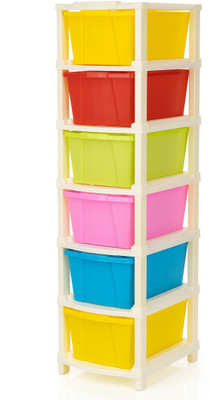enerex 6xl Multifinish Unbreakable Plastic Free Standing Modular Storage Box Drawer Plastic Free Standing Chest of Drawers(Finish Color - MULTIFINISH, DIY(Do-It-Yourself))