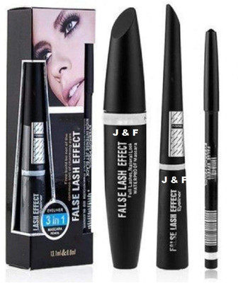 J & F High Quality 3 in 1 Eyeliner , Mascara , Eyebrow Pencil(3 Items in the set)