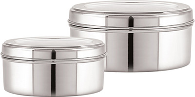 NEELAM Steel Utility Container  - 550 ml, 775 ml(Pack of 2, Silver)