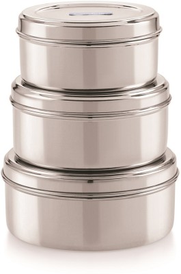 NEELAM Steel Utility Container  - 350 ml, 550 ml, 775 ml(Pack of 3, Silver)