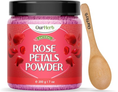 OurHerb Pure & Natural Rose Petal Powder for Skin & Hair with Wooden Spoon -200g|7 Oz(200 g)