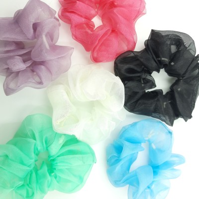 Karki Fusion 6Pcs Shiny Organza scrunchies Hair Ties for Women Girls (Multi Color)(Pack of 6) Rubber Band(Multicolor)