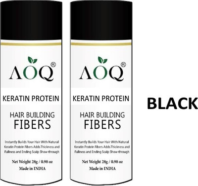 AOQ Hair Building Fibers For Regrowth & Instant Styling All Day Long Black 2 Units Organic Hair Volumizer Fibers(50 g)