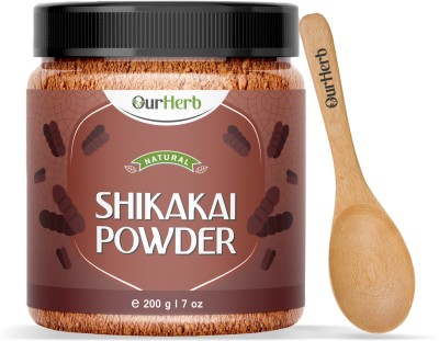 OurHerb Pure & Natural Shikakai Powder for Hair Care with Wooden Spoon - 200g | 7 Oz(200 g)