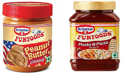 FUNFOODS by Dr. Oetker PEANUT BUTTER CREAMY + PIZZA PASTA SAUCE(400 g, Pack of 2)
