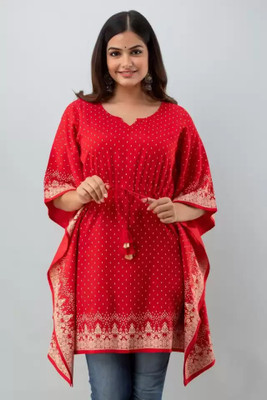 AMAR CREATION Polka Print Rayon Women Kaftan