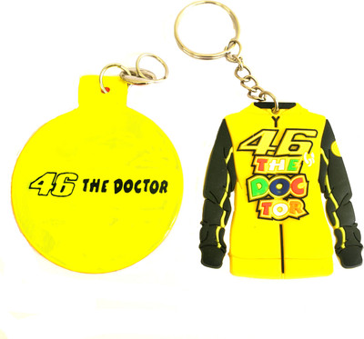 ShopTalk The Doctor 46 racer jacket with Double side Round Warning tag Key Chain