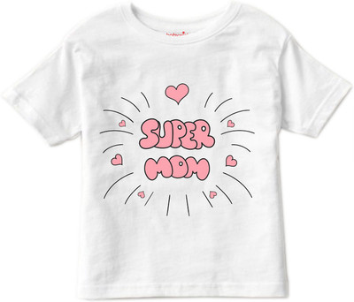 Babywish Boys & Girls Typography, Printed Polycotton Regular T Shirt(White, Pack of 1)