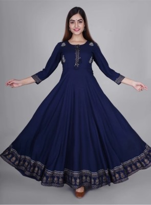 shivi fashion Anarkali Gown(Blue)