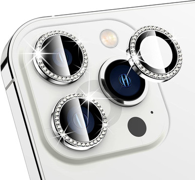 Mobilive Back Camera Lens Ring Guard Protector for Apple iPhone 12 Pro Max Sparkling Diamond Stone Metal Ring Protector(Pack of: 3)