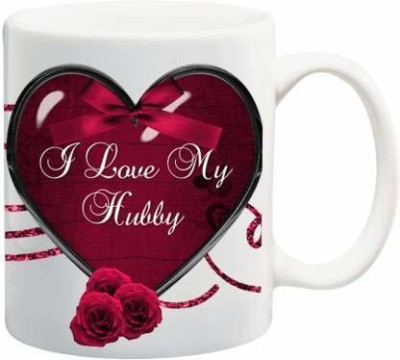 Craft N Creation Love My Hubby Printed Tea & Coffee 350ml Ceramic for Couple's Ceramic Coffee Mug(330 ml)